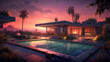 Home or house building Exterior and interior design showing tropical pool villa. Generative Ai