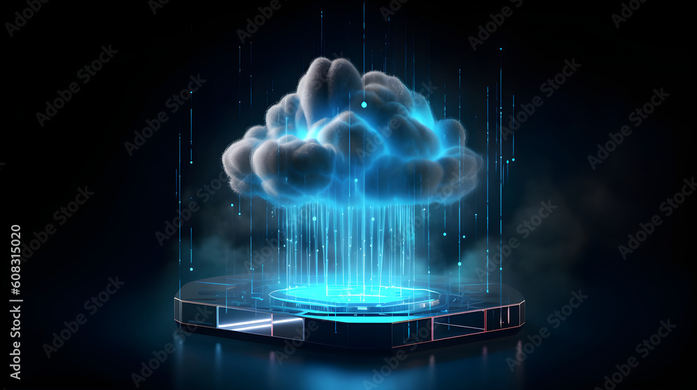 Digital informational technology web futuristic hologram with cloud ...