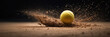 Illustration of a tennis ball hitting into the court, capturing the dynamic motion of the game, AI