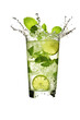 mojito splashing in a glass isolated on a transparent background