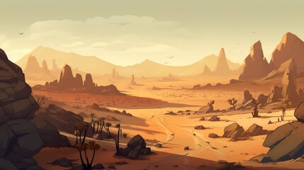 Wall Mural - Background desert landscape. The magical essence of the dessert landscape in an abstract artwork, combining a captivating banner design with a vibrant and textured background. Generative AI.