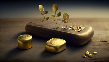 Wall Mural - Growing Wealth: Symbolic Seedlings Reflecting Financial Growth and Success - ai generated Generative AI