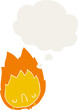 © lineartestpilot - cartoon unhappy flame with thought bubble in retro style