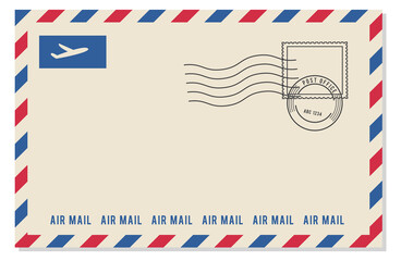 Canvas Print - Air mail envelope template. Decorative paper letter