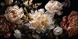 Fototapeta Kwiaty - AI Generated. AI Generative. Photo Illustration of flowers on canvas elegant luxury style decoration. Graphic Art