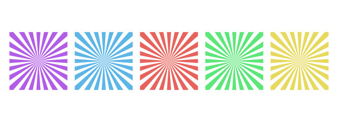 Canvas Print - Set of radial patterns or sunbursts in various colors on transparent background