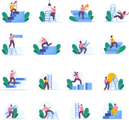 Canvas Print - Ladder People Icon Set