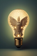 Aufkleber - A captivating paper-cut design of a lightbulb with wings, symbolizing the freedom and transformative power of ideas when they take flight. Generative AI technology.