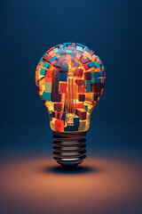 Aufkleber - A captivating paper-cut design of a lightbulb with puzzle pieces interlocking inside, representing how ideas can come together to form a complete and impactful solution.  Generative AI technology.