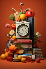 Wall Mural - A surreal still life composition featuring everyday objects with unexpected proportions or arrangements, playing with the viewer's sense of reality. Generative AI technology.