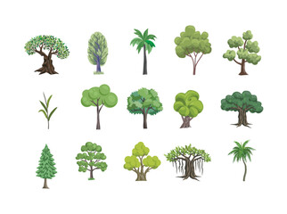 collection of cartoon style tree vector images