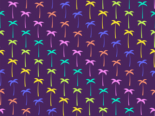 Wall Mural - colorful palm trees seamless pattern. summer time, wallpaper with tropical palm trees pattern. desig