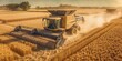 AI Generated. AI Generative. Photo illustration of harvester combine at wheat field. Graphic Art