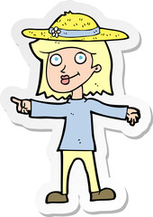 sticker of a cartoon woman wearing hat