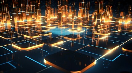 Canvas Print - abstract futuristic background with glowing neon lines. generative ai
