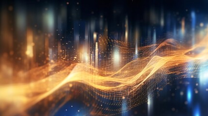Canvas Print - abstract futuristic background with glowing neon lines. generative ai
