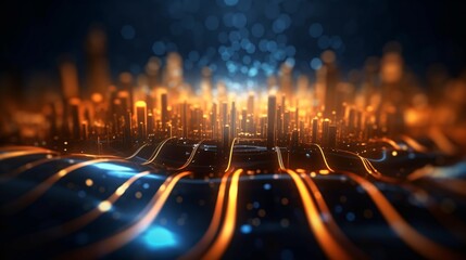 Canvas Print - abstract futuristic background with glowing neon lines. generative ai