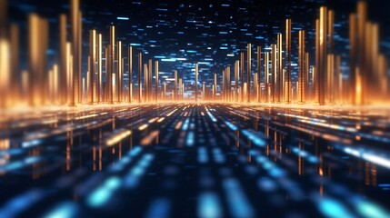 Wall Mural - Abstract futuristic background with glowing neon lines. Generative ai