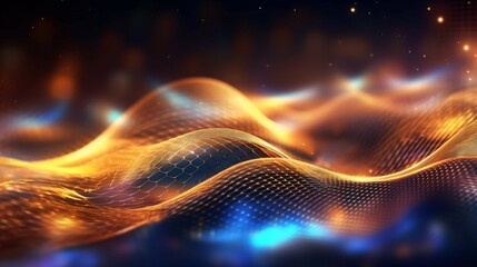 Wall Mural - Abstract futuristic background with glowing neon lines. Generative ai