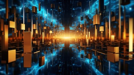 Wall Mural - Abstract futuristic background with glowing neon lines. Generative ai