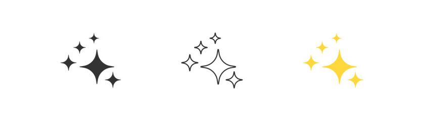 Wall Mural - Star icon on light background. Clean symbol. Sparkle, night, clear, shine. Outline, flat and colored style. Flat design. Vector illustration