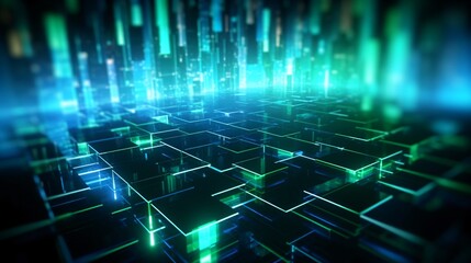 Wall Mural - abstract futuristic computer digital neon design wallpaper. generative ai