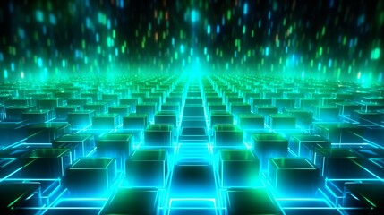 Wall Mural - abstract futuristic computer digital neon design wallpaper. generative ai