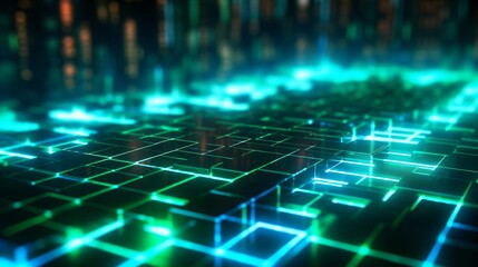 Wall Mural - abstract futuristic computer digital neon design wallpaper. generative ai