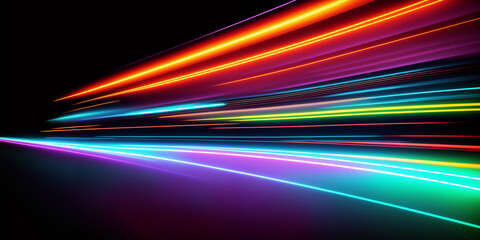 Wall Mural - futuristic abstract background featuring a network of neon-colored lines. the vibrant lines pulsate 