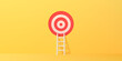 © Andrii - White ladder leads to a target on a yellow background. Concept of achieving goals, planning, inspiration. 3d rendering illustration
