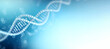 Futuristic spinning DNA strand with genetic codes and abstract geometry. generative AI banner