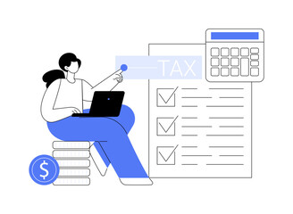 Wall Mural - Filing taxes by yourself abstract concept vector illustration.