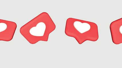 4K social media red heart counter, shows likes over time on a white background with alpha matte. Likes on Instagram. Hearts on red. Social media reaction. Ukraine, Dnipro, May 31, 2023