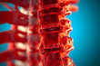 Abstract reconstruction computer tomography or CT image showing pedicle screw in a patient underwent transforaminal lumbar interbody fusion or MIS TLIF, patient back pain and sciatica. Generative AI.