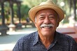 © Adriana - Smiling hispanic senior man looking at the camera. Generative AI