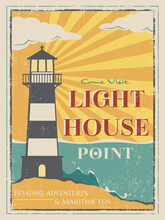 A Vintage Style Poster Advertising Lighthouse Point Boating Adventures
