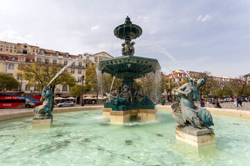 Poster - Rossio Square South Fountain Fonte Sul do Rossio in Lisbon