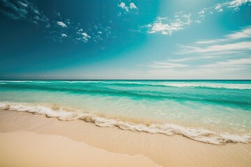 Canvas Print - Summertime beach and sea. Generative AI