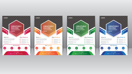 Wall Mural - Corporate business flyer template design set with blue, orange, red and green color. marketing, business proposal, promotion, advertise, publication, cover page. new digital marketing flyer set
