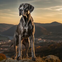 Canvas Print - Majestic Great Dane Posing Against a Scenic Backdrop