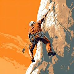 Wall Mural - Rock climbing illustration - made with Generative AI tools