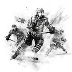 Wall Mural - ice hockey sports illustration - made with Generative AI tools