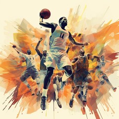 Wall Mural - Basketball sports illustration - made with Generative AI tools