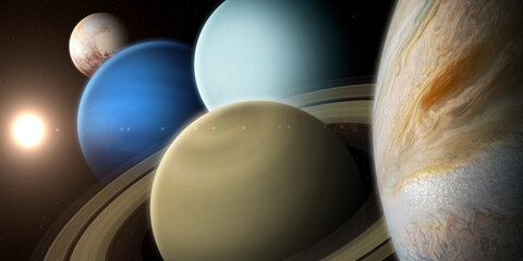 Wall Mural - jupiter, saturn, uranus, neptune - gas giant planets. elements of this image furnished by nasa.