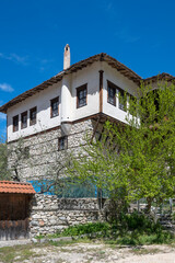 Typical street and old houses at town of Melnik, Bulgaria