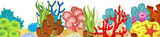 Fototapeta Do akwarium - cartoon scene with coral reef garden isolated element frame border for text illustration for children