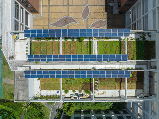 Wall Mural - solar panels on the school roof.