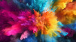 Explosion of color paint, watercolor or powder, colorful background, generative AI