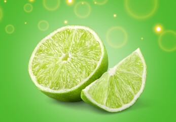 Poster - Fresh juicy lime fruit on the desk