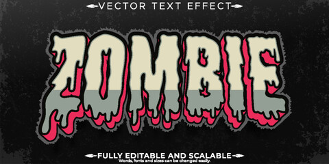 Wall Mural - Horror text effect, editable retro and zombie text style